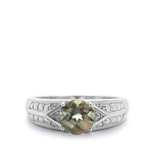 1.24ct Green Colour Change Andesine Sterling Silver Ring