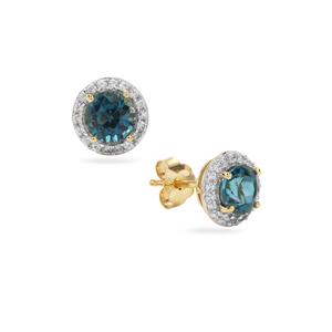 London Blue Topaz & White Zircon 9K Gold Earrings