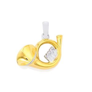 French Horn Pendant in Two Tone Gold Plated Sterling Silver