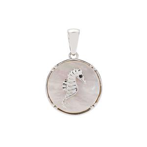 Mother of Pearl & Black Spinel Sterling Silver Pendant (15 MM)