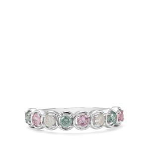 Ice Blue Diamond, White Diamond & Pink Sapphire 9K White Gold Tomas Rae Ring ATGW 0.66ct