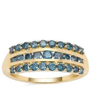 Blue Diamond Ring in 9K Gold 1cts