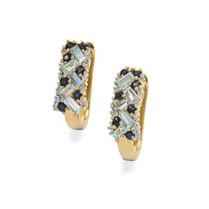 Sky Blue Topaz, Ceylon Blue Sapphire & White Zircon Midas Earrings ATGW 2.50cts