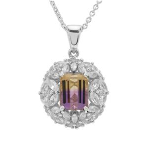Anahi Ametrine & White Zircon Sterling Silver Necklace ATGW 4.60cts