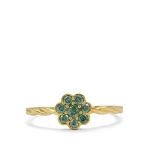 1/4ct Seafoam Green Diamonds 9K Gold Ring 