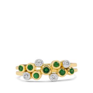 Tsavorite Garnet & White Zircon 9K Gold Ring ATGW 0.40ct