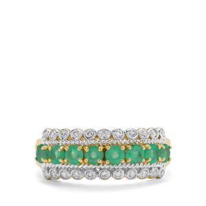 Zambian Emerald & White Zircon 9K Gold Ring ATGW 0.75ct