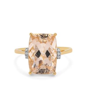 Champagne Danburite & White Zircon 9K Gold Ring ATGW 7.75cts
