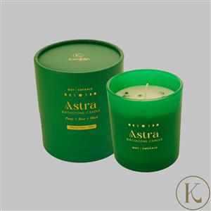 Kimbie Home Astra May Birthstone Candle 200gm with Emerald Nuggets