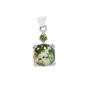 Opal Chalcedony Pendant with Changbai Peridot in Sterling Silver 11cts