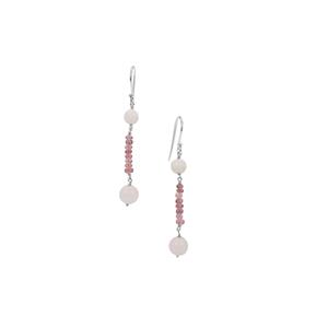 Pink Aragonite Earrings with Pink Spinel in Sterling Silver 14.20cts