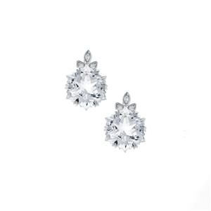 Wobito Snowflake Cut Cullinan Topaz & Canadian Diamond 9K White Gold Earrings ATGW 11.75cts