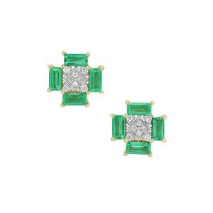 Panjshir Emerald & Diamond 18K Gold Tomas Rae Earrings MTGW 0.95ct
