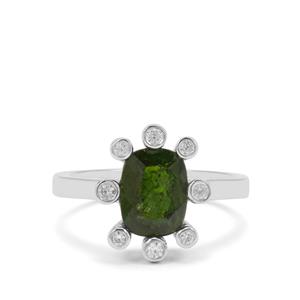 Chrome Diopside & White Zircon Sterling Silver Ring ATGW 2.52cts