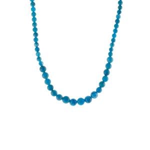Vivid Blue Apatite Graduated Necklace with Magnetic Lock in Sterling Silver 203.16cts