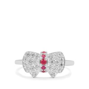 Malagasy Ruby & White Zircon Sterling Silver Ring ATGW 0.60ct