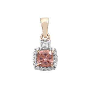 Rosé Apatite Pendant with White Zircon in 9K Gold 1.15cts