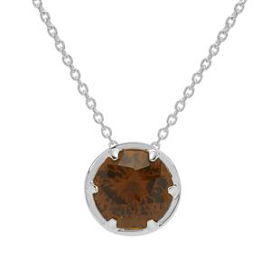 4ct Eden Cut Cognac Quartz Britannia Silver Necklace