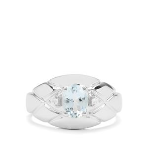 Pedra Azul Aquamarine Ring with White Zircon in Sterling Silver 1.15cts