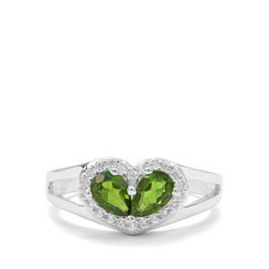 Chrome Diopside & White Zircon Sterling Silver Ring ATGW 1.23cts