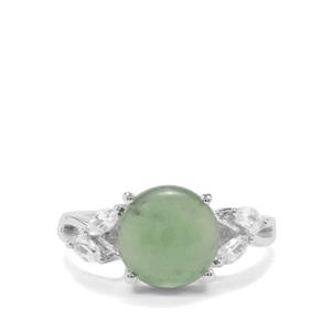 Imperial Serpentine Ring with White Zircon in Sterling Silver 4.68cts