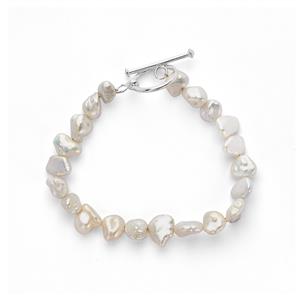 Baroque Cultured Pearl Bracelet in Sterling Silver (8 x 6mm)