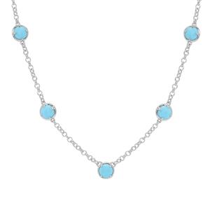 12.07ct Sleeping Beauty Turquoise Rhodium Flash Sterling Silver Necklace