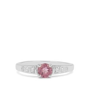 Burmese Pink Spinel & White Zircon Sterling Silver Ring ATGW 0.72ct
