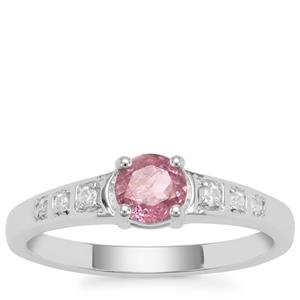 Burmese Pink Spinel Ring with White Zircon in Sterling Silver 0.72ct