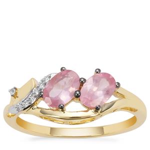 Mozambique Pink Spinel Ring with White Zircon in 9K Gold 1.06cts