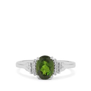 Chrome Diopside & White Zircon Sterling Silver Ring ATGW 1.30cts