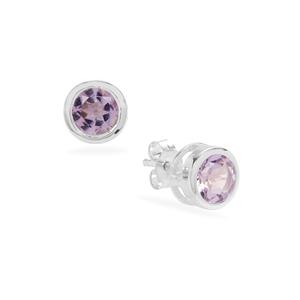 2.40cts Rose De France Amethyst Sterling Silver Earrings 