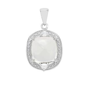 Prasiolite Pendant with White Zircon in Sterling Silver 8.75cts 