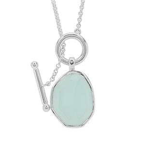16.05ct Rose Cut Aqua Chalcedony Sterling Silver Necklace