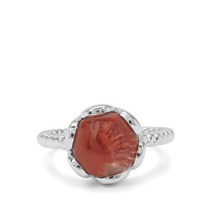 4ct Red Horn Coral Sterling Silver Aryonna Ring 