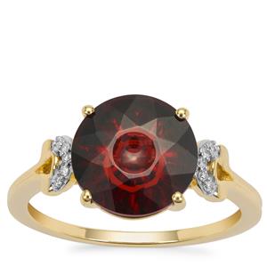 Lehrer QuasarCut Rajasthan Garnet Ring with Diamond in 9K Gold 3.65cts