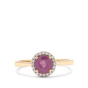 Ilakaka Hot Pink Sapphire & White Zircon 9K Gold Ring ATGW 1.30cts