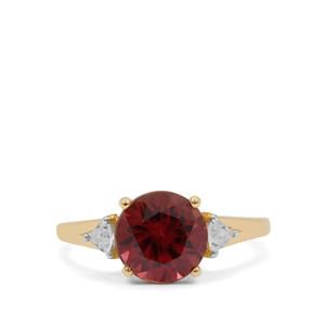 Umba Valley Red Zircon Ring with White Zircon in 9K Gold 4.40cts