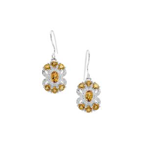 Scapolite Earrings with White Zircon in Sterling Silver 2.85cts