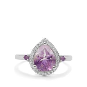 Moroccan, Rose De France Amethyst & White Zircon Sterling Silver Ring ATGW 2.55cts