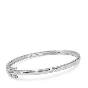  1cts White Zircon Sterling Silver Bangle 