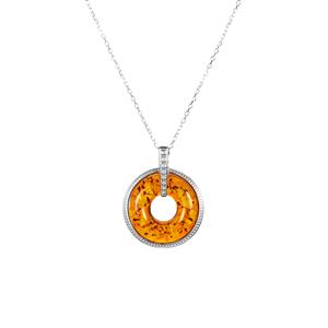 Baltic Cognac Amber Sterling Silver Necklace (27mm)