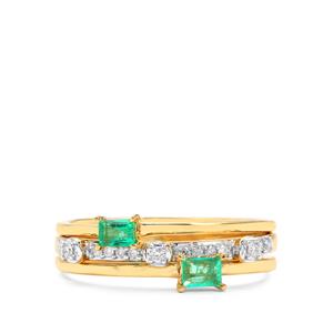 Colombian Emerald & Diamond 18K Gold Tomas Rae Stacker Ring MTGW 0.39ct
