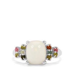 Ethiopian Opal & Multi-Colour Tourmaline Sterling Silver Ring ATGW 3.15cts