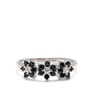 Black Spinel & White Topaz Sterling Silver Ring ATGW 0.70cts