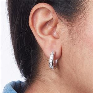 Halo Zircon Hoop Earrings in Sterling Silver