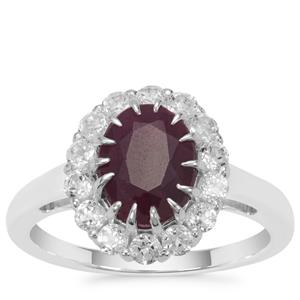 Bharat Ruby Ring with White Topaz in Sterling Silver 3.54cts