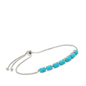 3cts Sleeping Beauty Turquoise Sterling Silver Slider Bracelet 