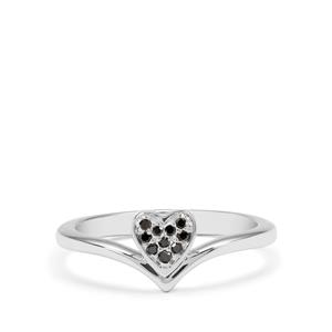 1/20ct Black Diamonds Sterling Silver Ring 