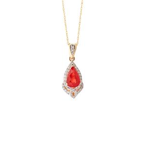 Vivid Orange Sapphire & Diamond 18K Gold Necklace MTGW 2.45cts 